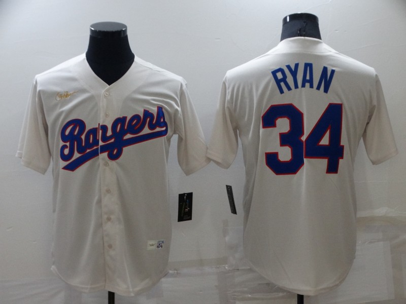 Men's Texas Rangers #34 Nolan Ryan Cream Cool Base Stitched Baseball Jersey Men's Texas Rangers #34 Nolan Ryan Cream Cool Base Stitched Baseball Jersey